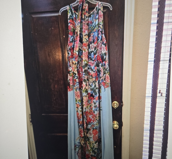 Adrianna Papell Dresses & Skirts - Adrianna Papell Floral Maxi Dress in Blue with Multicolor Bouquet